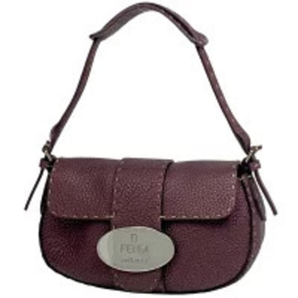 Fendi Selleria Handbag Leather Bordeaux Purple